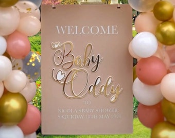 Luxury Acrylic Baby Shower, Welcome to the World! Sign