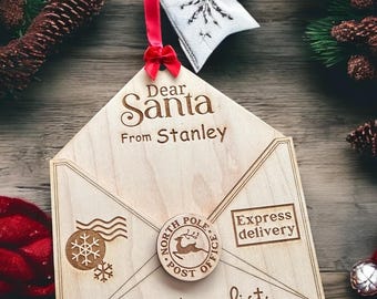 Personalised wooden letter to Santa holder
