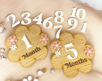 Custom made baby milestone plaque set