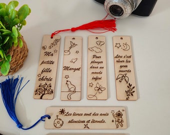 Personalized wooden bookmark text and images on both sides for Father's Day, Mother's Day, birthday, thank you gifts...
