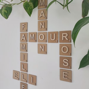 Letras de Scrabble de madera en relieve: grandes letras decorativas de madera en tamaño XXL gigante