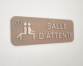 Placa para sala de espera - Sinalização pictograma de madeira