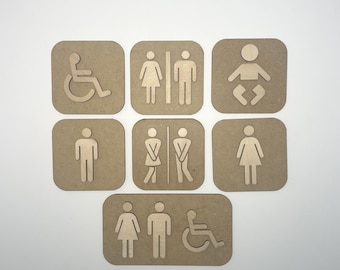 Pictograma WC Sanitários de Madeira - Sinalização Painel de porta vários modelos