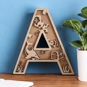 Letras de madera - Tema marino: Nombre de madera para decoración de dormitorio, regalo personalizado