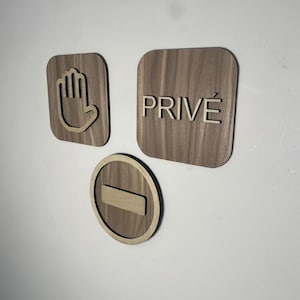 Cartello di divieto di accesso privato in legno - Segnaletica con pittogramma per porte, diversi modelli