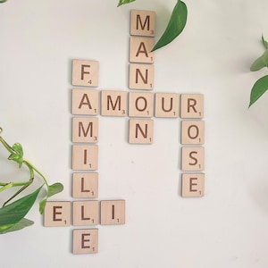 Letras de Scrabble de Madeira: Letras Decorativas, XXL, Gravura em Madeira Gigante