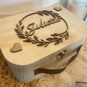Personalized wooden suitcase – Unique keepsake box for baby, birth and gift
