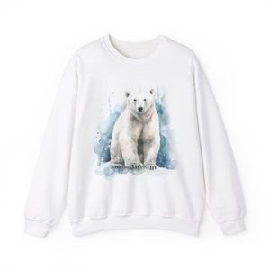 Polar Bear Sweatshirt. Polar Bear Watercolor Design Shirt, Polar Bear Design Sweatshirt, Unisex Heavy Blend™ Crewneck Sweatshirt