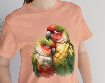 Cuddling Conures Tee Shirt, Bird Shirt, Shirt for Bird Lovers, Parrot Unisex Jersey Short Sleeve Tee