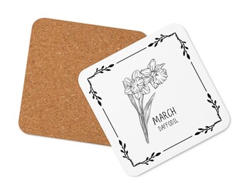 Birth Month Flower March Daffodil Cork-back coaster