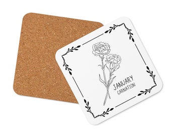 Birth Month Flower January Carnation Cork-back coaster