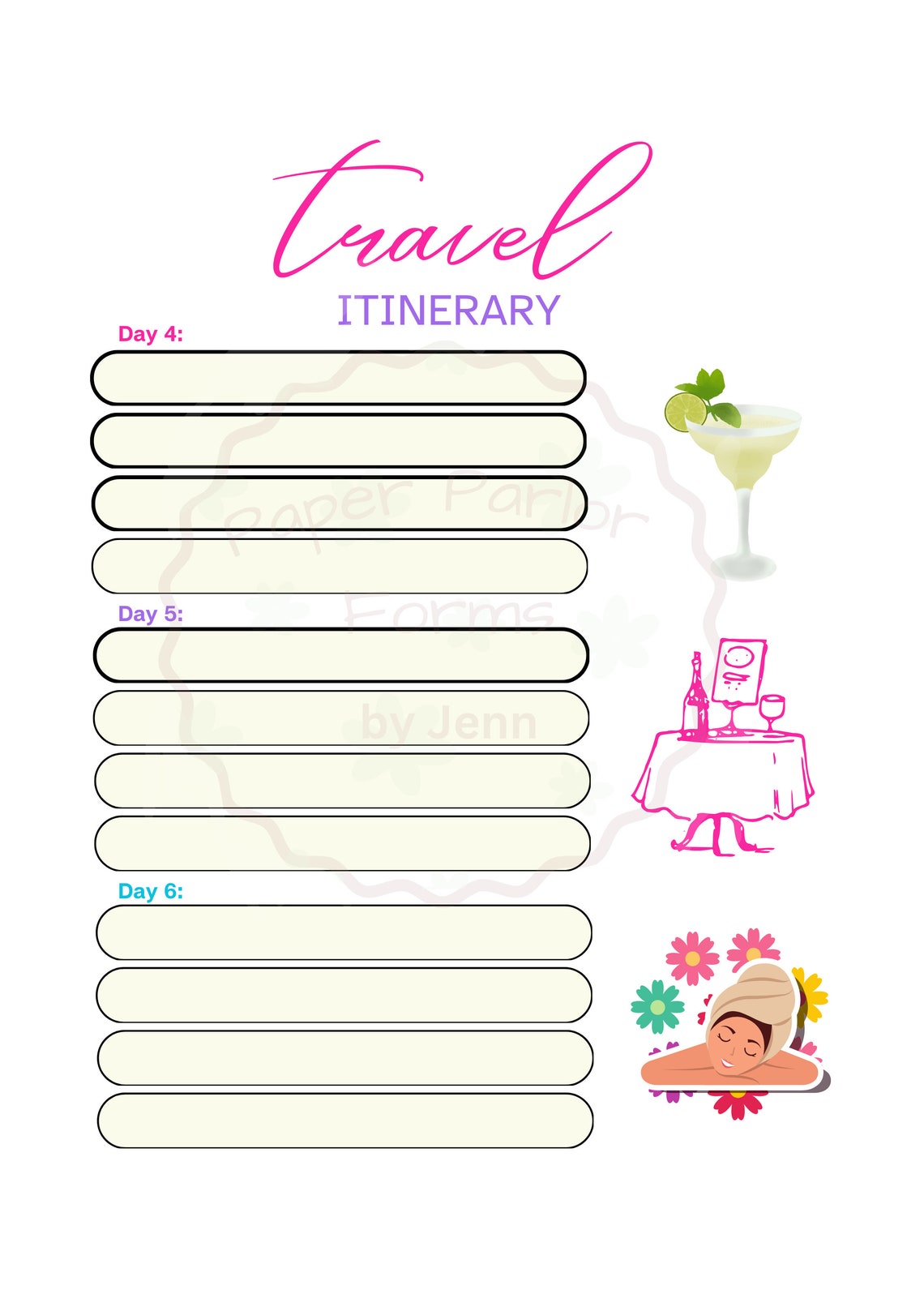 Travel Itinerary, Digital Printable With Fillable Fields Template and Reset Forms Button - Etsy