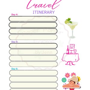 Travel Itinerary, Digital Printable With Fillable Fields Template and Reset Forms Button - Etsy