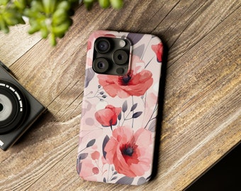 Floral Pattern Slim Phone Cases, Colorful Flowers Pattern iPhone Cover, iPhone X, 11, 12, 13, 14, 15, Mini, Plus, Pro, Pro Max