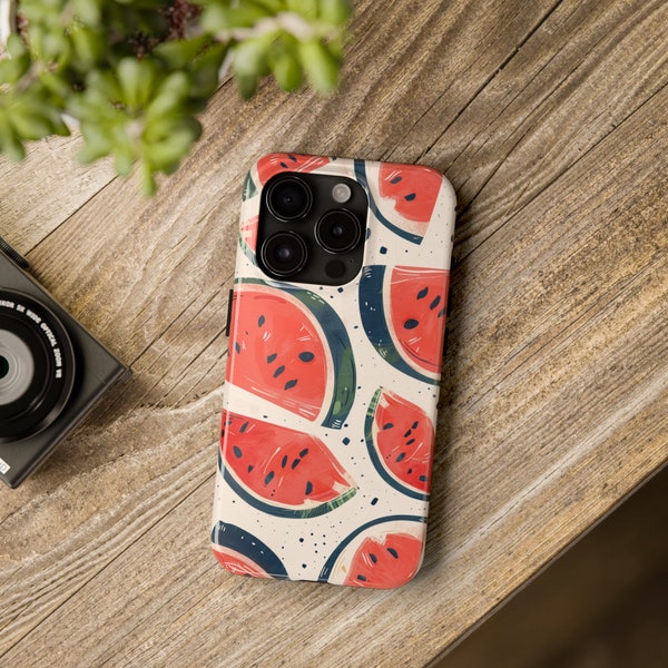 Watermelon Pieces Tough Phone Cases, Watermelon Pattern iPhone Cover, iPhone X, 11, 12, 13, 14, 15, Mini, Plus, Pro, Pro Max