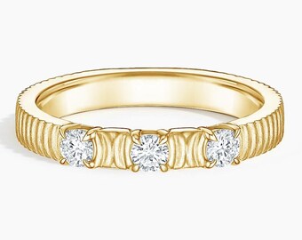 Anello in oro da donna, Regalo personalizzato per la fidanzata, Anello in oro giallo fatto a mano per lei, Diamanti marchiati e certificati