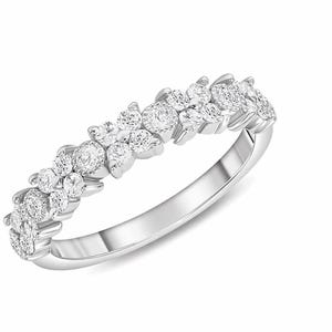 Diamond Wedding Band Ring, White Gold Diamond Ring, Cluster Diamond Band, Stacking Ring, Anniversary Ring, Promise Ring