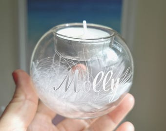 Personalised Pet Loss Candle, Glass Tea Light Holder, Cat Dog Remembrance Gift, Pet Bereavement, Remembrance, Memorial, Pet Death, Gift Box