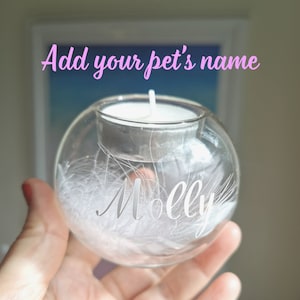 Personalised pet memorial candle, Glass tea light holder, dog memorial gift, cat memorial gift, pet loss, remembrance gift