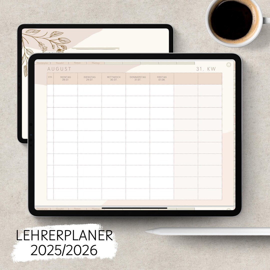 Digital Teacher Planner 2025 2026 German | Teacher Calendar School Year ...