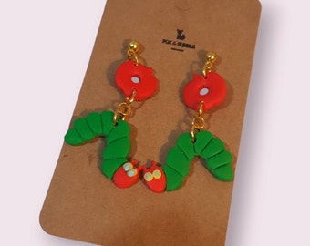 Hungry Caterpillar drop dangle earrings.