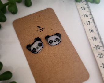 Panda Bear Earrings Stud or Clip on!