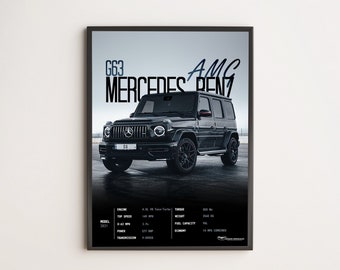 Mercedes G63 AMG Car Poster: bedroom, home, boys room decor, gifts (Digital Download)