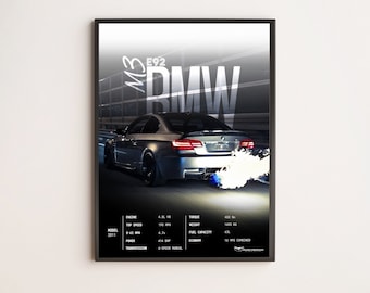 E92 M3 M-Performance (Matte Grey),bedroom decor, home decor, boys room decor, digital posters, luxury cars, automotive, car enthusiast,gifts
