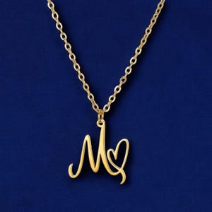Gold Stainless Steel Heart Initial Necklace – Personalized Letter Pendant Choker | Trendy Alphabet Jewelry for Women