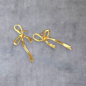 Gold Plated Bow Stud Earrings for Women – Cute and Trendy Gift