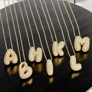 Collar con letra de burbuja: colgante con nombre personalizado en 3D para mujer / Collar con nombre personalizado en oro y plata, regalo para ella