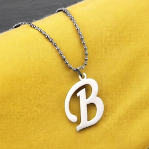 Collar con inicial grande de la A a la Z: colgante de acero inoxidable con el alfabeto, joyería personalizada para mujer, regalo para el Día de la Madre