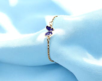 Enamel Butterfly Charm Bracelet: Minimalist Cubic Zirconia Jewelry
