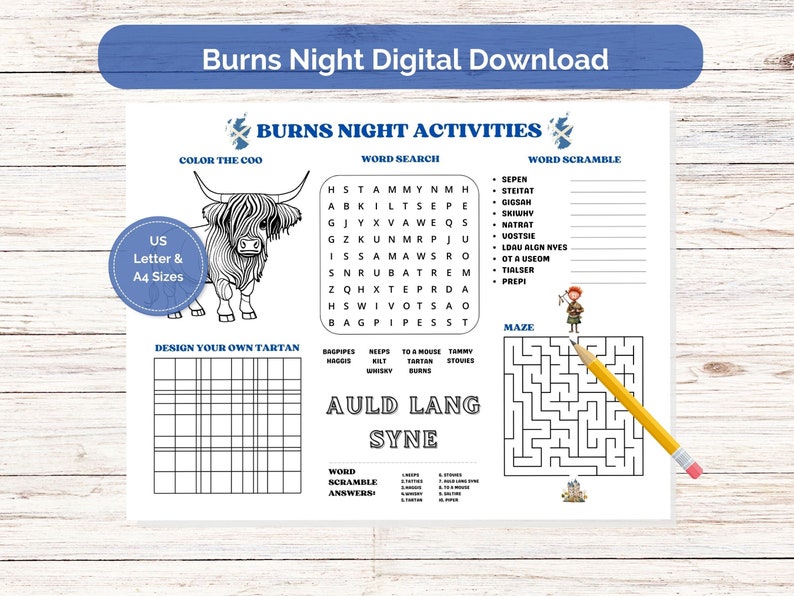 Scottish Themed | Burns Night & St Andrews Day Activity Games Printable ...