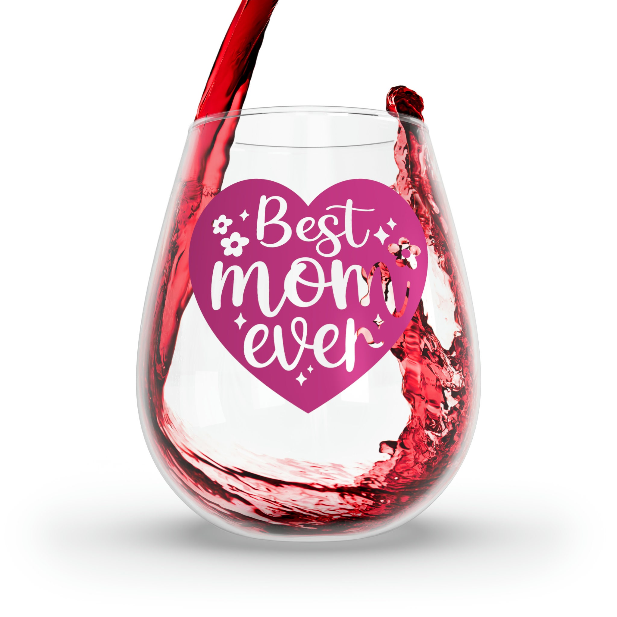 Best Mom Ever Stemless Wine Glass Mother's Day Gift From Kids Wine