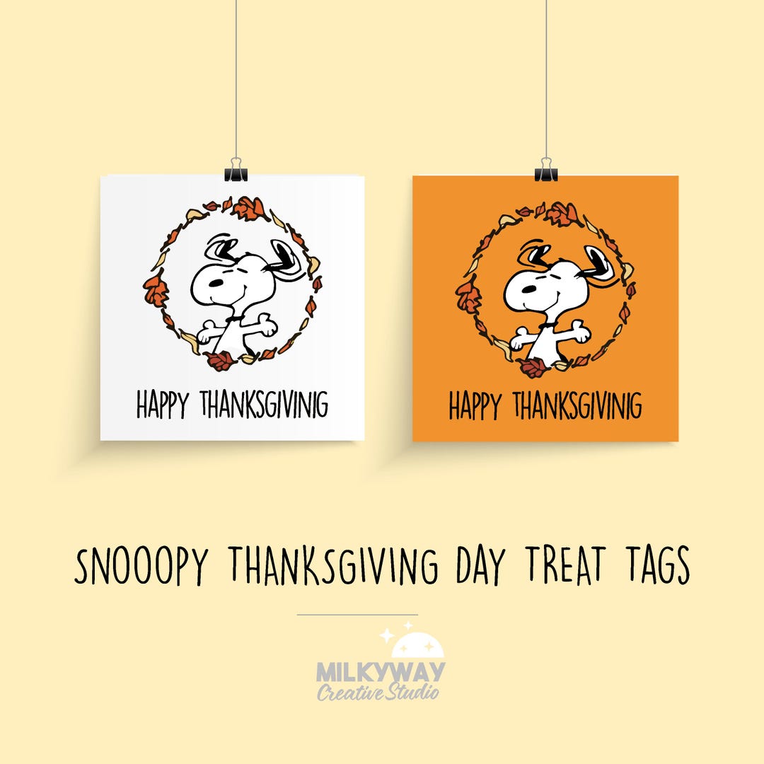12 Snoopy Thanksgiving Gift Tags | 2 Different Designs | Printable ...