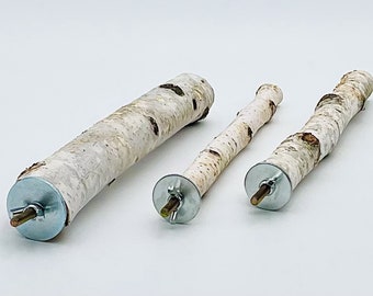 Natural Birch Wood Parrot Perch: Safe Bird Cage Accessory
