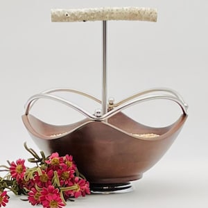 Wood Parrot Stand w/Chrome Accents • Modern Parrot Stand • Tabletop Parrot Stand • Portable Parrot Stand • Bird Perch • Bird Stand