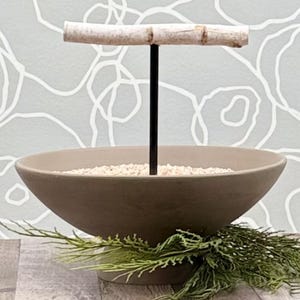 Taupe Parrot Stand • Portable Parrot Stand • Tabletop Parrot Stand • Self-Contained Parrot Stand • Bird Stand Perch • Modern Parrot Stand