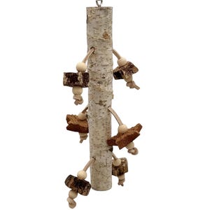 10" All-Natural Birch Parrot Toy: Shreddable Bird Enrichment