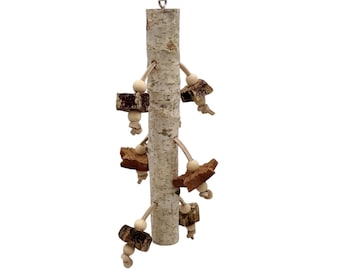 10" All-Natural Birch Parrot Toy: Shreddable Bird Enrichment