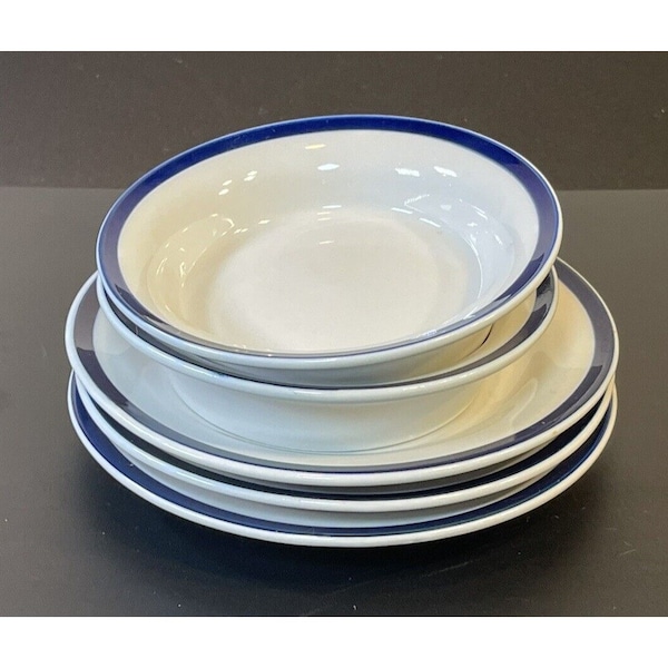 IKEA 3 small plates and 2 bowls  Blue and White Almhult, Sweden, IKEA of Sweden