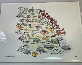 NEW~ "Georgia Map" 9x12 Art Print by Fish Kiss Anne Klein Signed