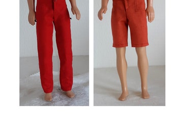 Long or short cotton pants for male fashion dolls (basic and broad) size 12 inch / 30 cm