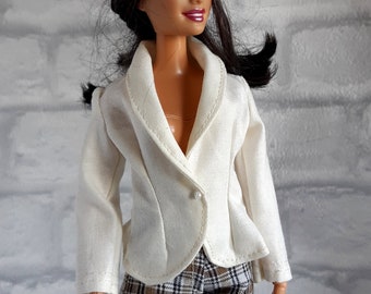 Fitted blazer for female fashion dolls size 11 inch / 29 cm, slim or curvy dolls