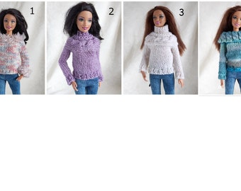 Various hand-knitted sweaters for fashion dolls size 11.5 inch / 29 cm