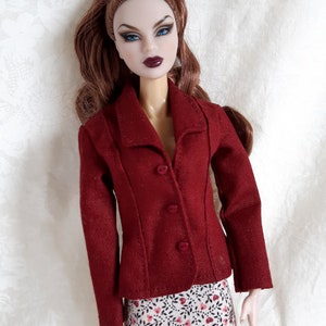 Fitted blazer for female fashion dolls size 11 inch / 29 cm, slim dolls