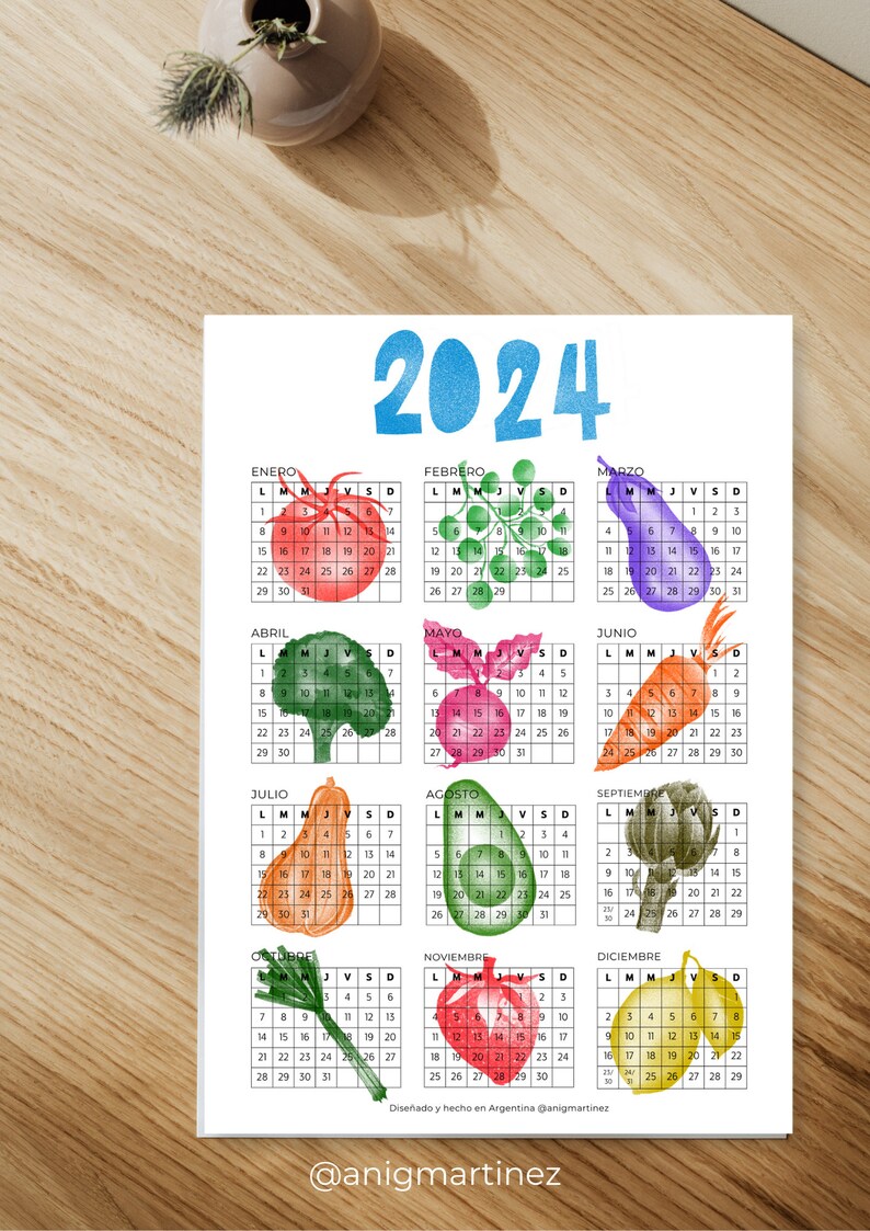 2024 Calendar, 2024 Wall Calendar, Plant Calendar, 2024 Stationery