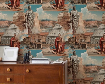 Empire de la Rome antique Papier peint | Décoration murale | Rénovation domiciliaire | Art mural | Papier peint vinyle à décoller et à coller ou non autocollant