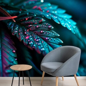 Abstract leaf wallpaper | Wall Decor | Home Renovation | Wall Art | Peel and Stick Or Non Self-Adhesive Vinyl Wallpaper